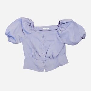 Lilac Princess Core Puff Sleeve Button Up Top 🫐